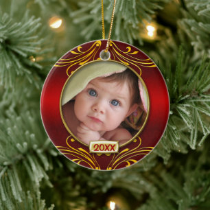 Baby's First Christmas Photo Frame Ceramic Ornament