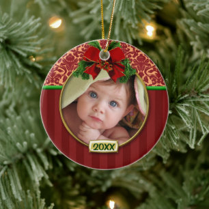 Baby's First Christmas Photo Frame Ceramic Ornament
