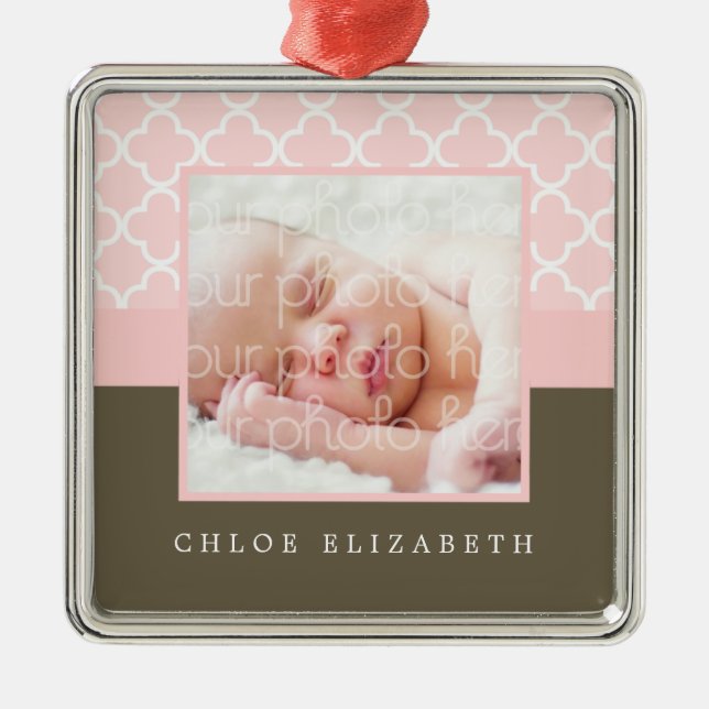 Baby's First Christmas Photo Frame Metal Ornament (Front)