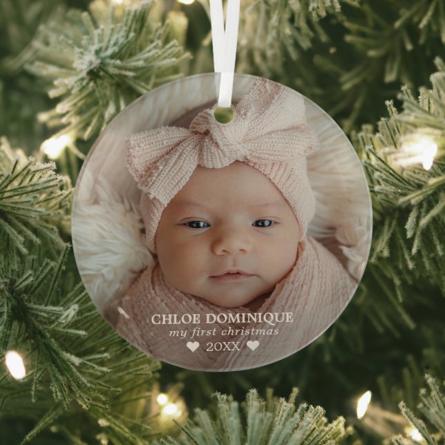 Baby's First Christmas Photo Glass Tree Decoration (Insitu)