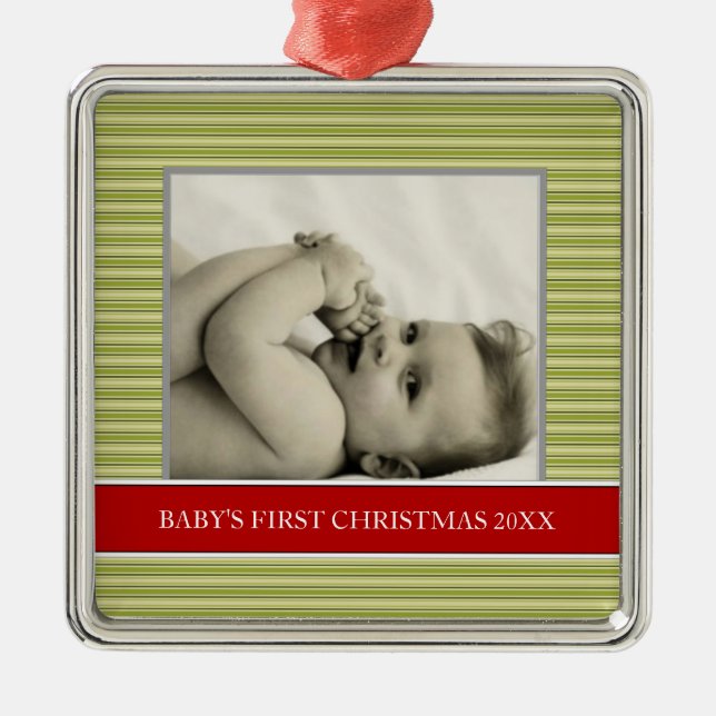 Baby's First Christmas Photo Holiday Ornaments (Front)