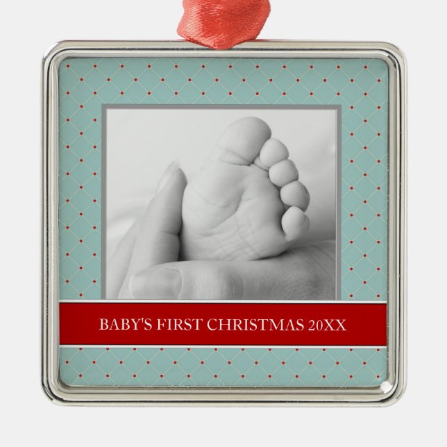 Baby's First Christmas Photo Holiday Ornaments (Front)