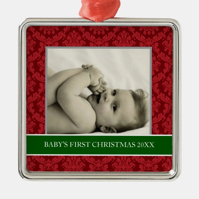 Baby's First Christmas Photo Holiday Ornaments (Front)