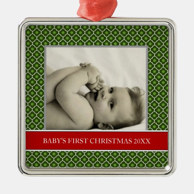 Baby's First Christmas Photo Holiday Ornaments (Front)