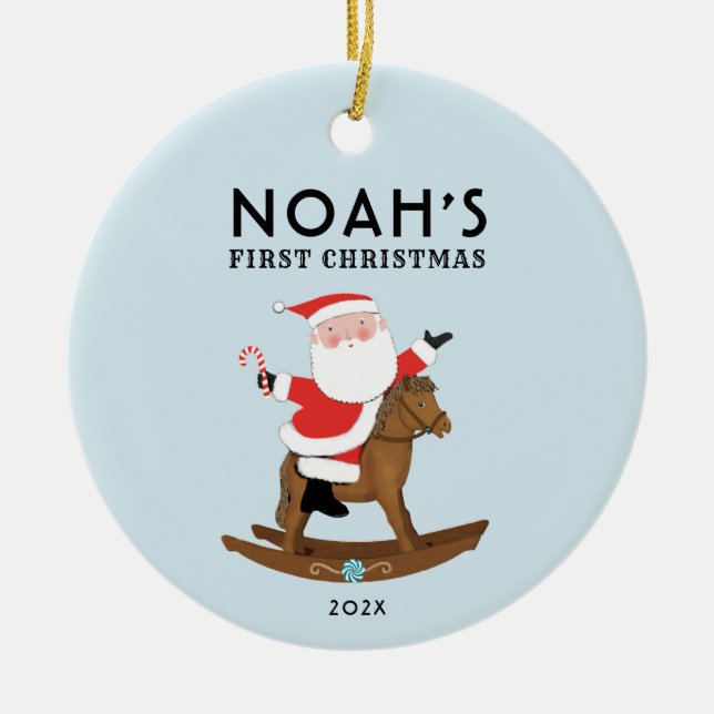Baby's First Christmas Photo Keepsake Ceramic Ornament (Front)