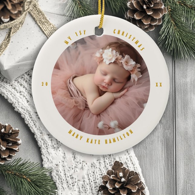 Baby's First Christmas Photo Keepsake Ceramic Ornament (Creator Uploaded)