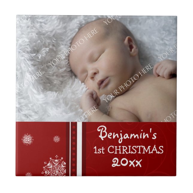 Baby's First Christmas Photo Keepsake Tile (Front)