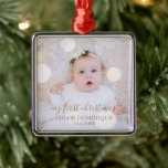 Baby's First Christmas Photo Metal Ornament<br><div class="desc">Your favourite photo on a square metal ornament. Upload your own image to create Christmas tree ornaments for yourself or give as a gift to family,  friends,  parents and grandparents!</div>