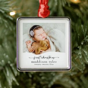 Baby's First Christmas Photo  Metal Ornament