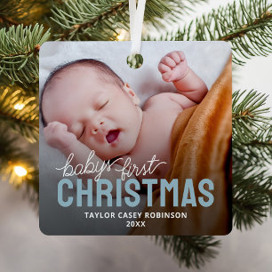 Babys First Christmas Photo Metal Tree Decoration