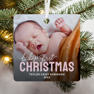 Babys First Christmas Photo Metal Tree Decoration