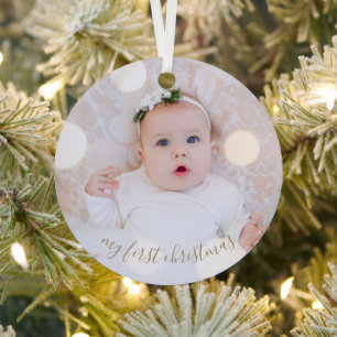 Baby's First Christmas Photo Metal Tree Decoration