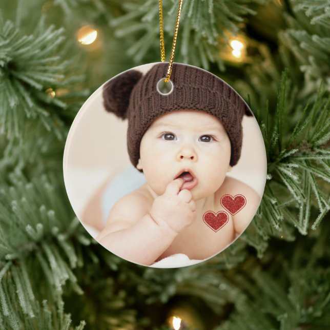 Baby's First Christmas Photo Name  Ceramic Ornament (Tree)