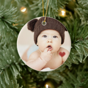 Baby's First Christmas Photo Name Ceramic Ornament
