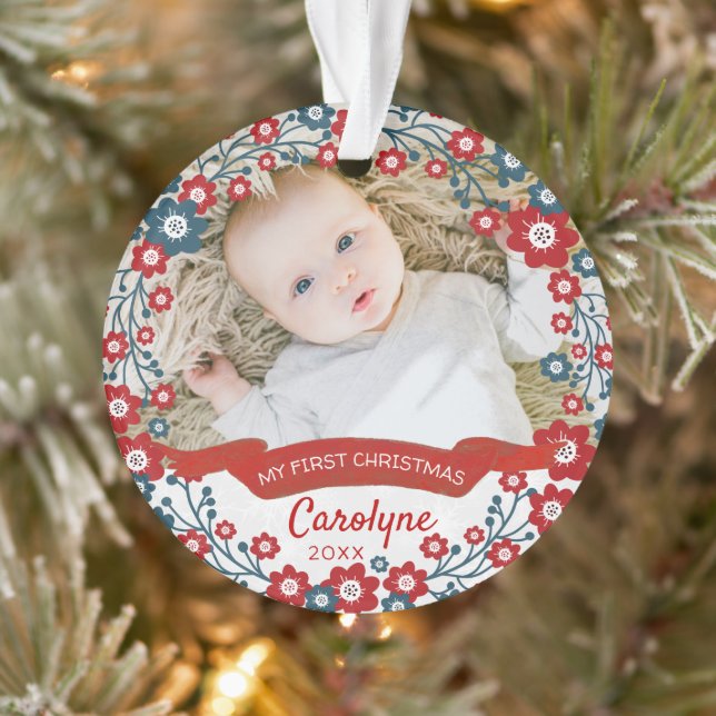 Baby's First Christmas Photo Ornament (Tree)