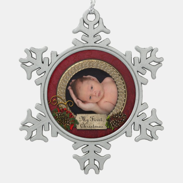 Baby's First Christmas Photo Ornament (Front)