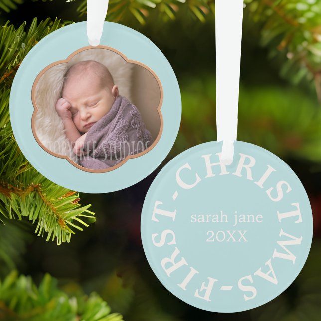 Baby's First Christmas Photo Ornament (Just add your little one's photo and name)