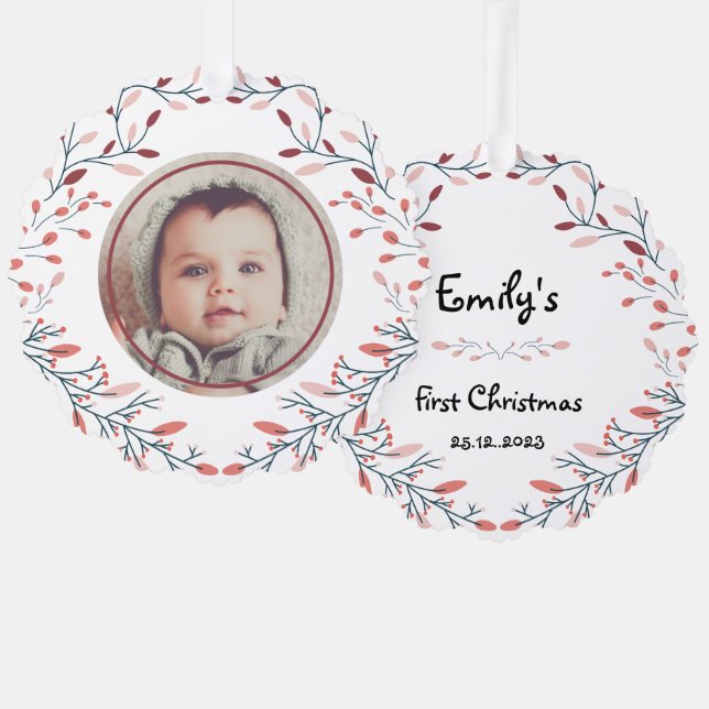 Baby's first Christmas Photo Ornament (Front/Back)
