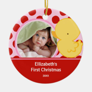 Babys First Christmas Photo Ornament Duck Boy
