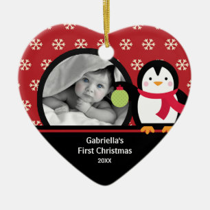 Babys First Christmas Photo Ornament Penguin