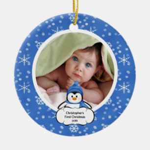 Babys First Christmas Photo Ornament Penguin