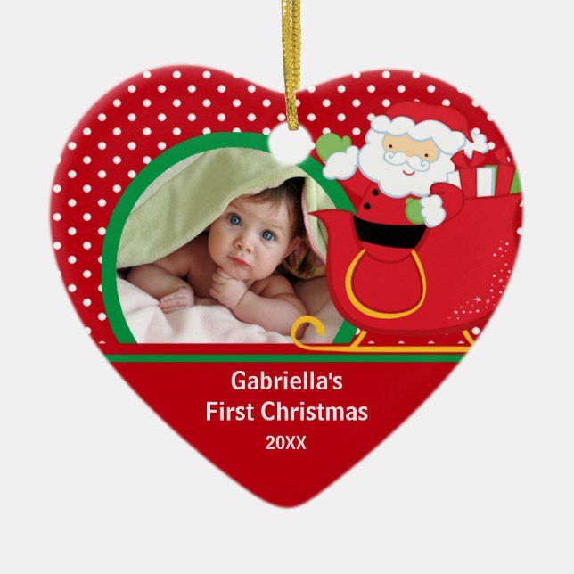Babys First Christmas Photo Ornament  Santa (Front)