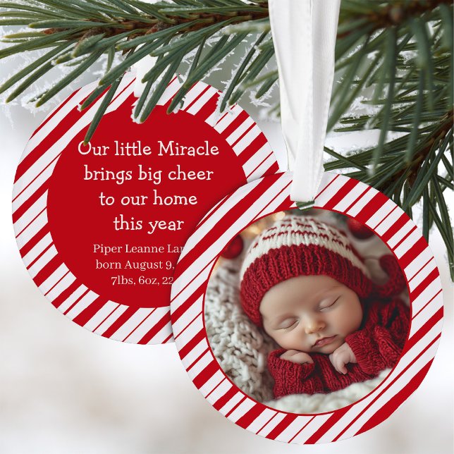 Baby's First Christmas Photo Peppermint New Parent Ornament (Creator Uploaded)