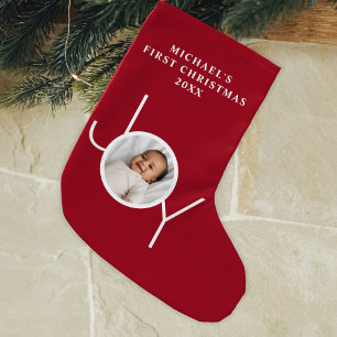 Baby's First Christmas Photo Red Small Christmas Stocking