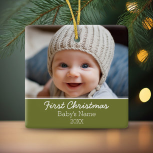 Baby's First Christmas Photo - Single Sided Ceramic Ornament