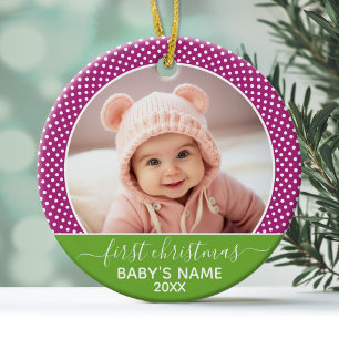 Baby's First Christmas Photo - Single Sided Ceramic Ornament