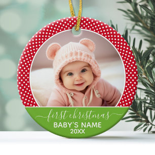 Baby's First Christmas Photo - Single Sided Ceramic Ornament