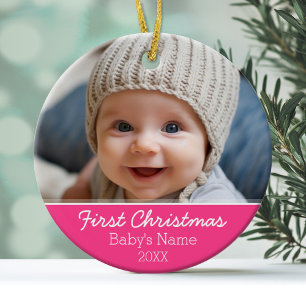 Baby's First Christmas Photo - Single Sided Ceramic Ornament