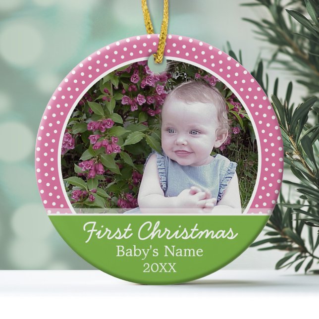 Baby's First Christmas Photo - Single Sided Ceramic Ornament (Personalized Photo Ornament - Baby's First Christmas)