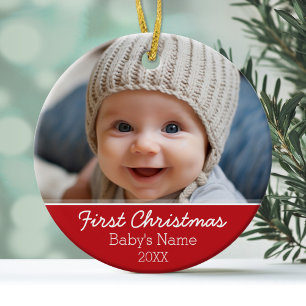 Baby's First Christmas Photo - Single Sided Ceramic Tree Decoration