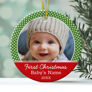 Baby's First Christmas Photo - Single Sided Ceramic Tree Decoration