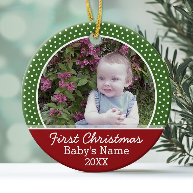 Baby's First Christmas Photo - Single Sided Ceramic Tree Decoration (Personalized Photo Ornament - First Christmas)