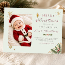 Baby's First Christmas Photo | Soft Sage