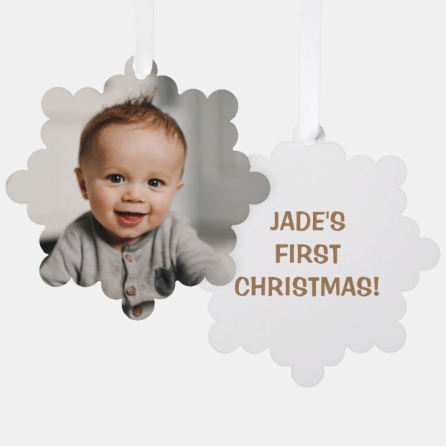 Baby's First Christmas Photo Tree Decoration Card (Front/Back)