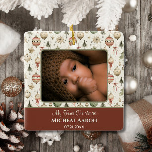 Baby's First Christmas Photo Vintage Keepsake Ceramic Ornament