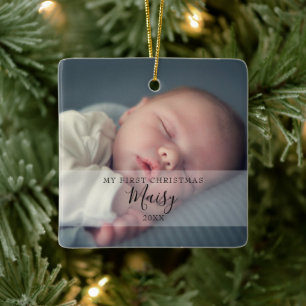 Baby's First Christmas Photos Ceramic Ornament