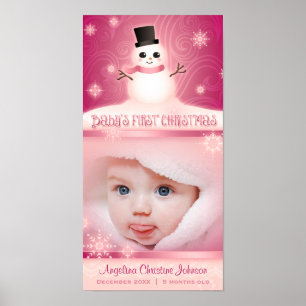 "Baby's First Christmas" Pink Commemorative Poster