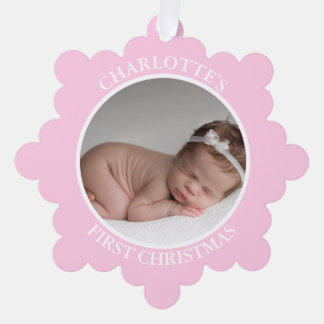 Baby's First Christmas Pink Girl | Message & PHOTO Tree Decoration Card