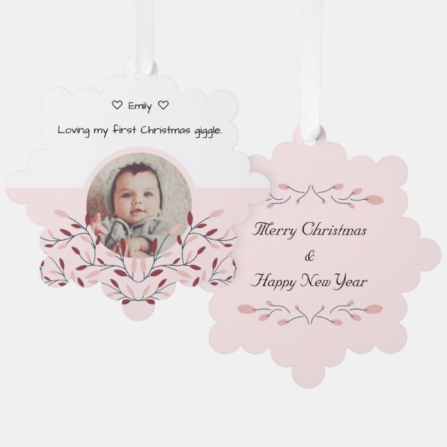 Babys first Christmas Pink Ornament (Front/Back)