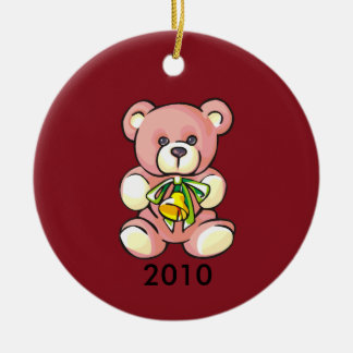 Baby's First Christmas Pink Teddybear Ceramic Ornament