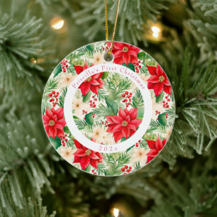 Baby's First Christmas Poinsettia Photo Ornament
