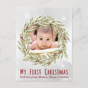 Baby's first Christmas postcard with photo