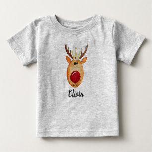 Baby's First Christmas Princess Rudolph with Name Baby T-Shirt