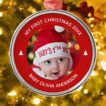 Baby's First Christmas Red Custom Keepsakes Photo