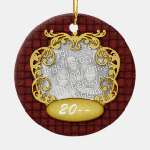 Baby's First Christmas Red Custom Photo Ceramic Ornament