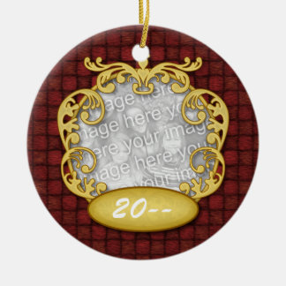 Baby's First Christmas Red Custom Photo Ceramic Ornament